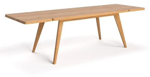 Danzz Ausziehtisch Grace, Esstisch aus massiver Eiche, handgefertigt, auf massiven Beinen, hochwertige Verarbeitung 140x90 cm + Tischverlängerung 1x50 cm