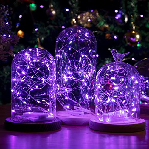 HXWEIYE 6 Stück LED Lichterkette Batterie, 2M 20LEDs | Silber Kupferdraht, Batteriebetrieben, Mini Lichterketten, Deko für Flasche Geburtstag Innen Außen Weihnachten Deko(Lila)