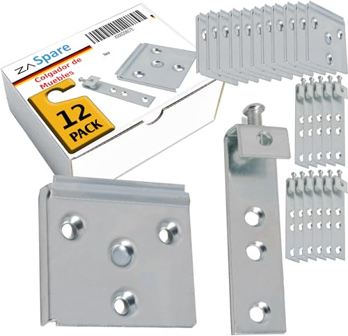 ZASPARE - Fixation Meuble Suspendu, Fixation Miroir Lourd, Cadre Lourd, Tête de Lit, Support Haut Cuisine, Accroche Tableau Lourd. (Pack 12)