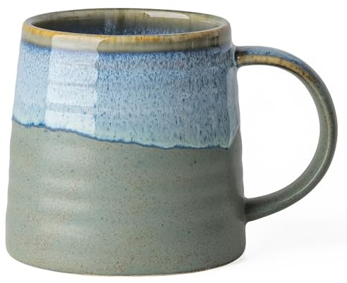 TaoTaojarvie Ceramic Coffee Mugs, 16oz, Large Capacity, Wide Bottom, Transmutation Glaze Craft, Handmade Pottery Mug, Tea Cups with Handle for Office/Home, Dishwasher and Microwave Safe (Blue-Grey)