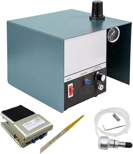 Macchina per Incidere Pneumatica per Gioielli Macchina per Incidere Manuale Pneumatica a Velocità Regolabile 1400 Giri/min Manipolo Pneumatico per Bulino da 80 W con Testa Singola per Gioielli, Artig