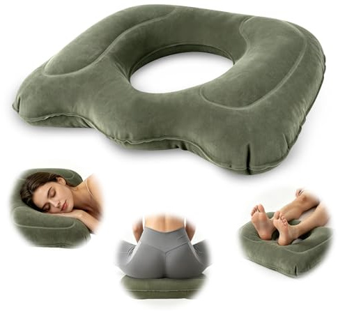 HIULLEN Inflatable Donut Pillow, Hemorrhoid Cushion, Ring Donut Cushion, Excellent for Tailbone, Prostate, Sciatica, Bed sores, Postpartum Pregnancy, Post-Surgical Pain-Orthopedic (Green)