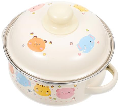 LALADEFIEE 1pezzi Pentola Smaltata per Zuppe Coperchio Pentola Antiaderente per Brodo da Cucina per Cucine a Gas