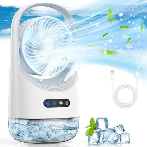 Portable Air Conditioners, Mini Air Conditioner with 120° Autorotation, Air Cooler with 7-color night light and force 3 winds, Portable Air Conditioner with Office, Bedroom, Room, Home & Camping