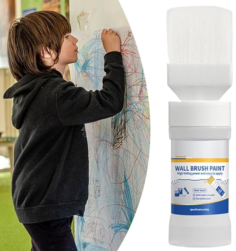Eventerde Wandfarbe Weiß Bürste, Wandfarbe Ausbessern, 2 In 1 Wandreparatur Bürste, Ausbesserungsfarbe Für Wände, Weiße Wandfarbe, Wandfarbe Roller Weiß Für Wände Zum Entfernen Von Flecken, 180g