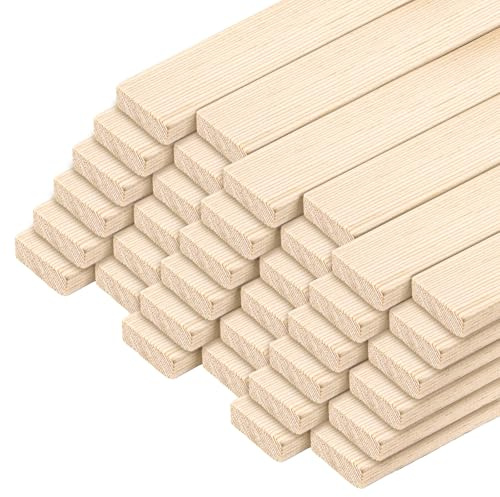 YAYODS 30 Stück Holzklötzchen zum Basteln - 20 x 3 x 1 cm Holzleisten Holzstäbe - Holzklötze Klötzchen Natur - Holzlatten Bastelklötzchen - Klötzchenmann Kantholz für DIY Projekte, Deko, Modelbau
