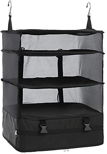 Foppla Cubi da imballaggio, organizer portatile per bagagli da viaggio, borsa da viaggio a 3 ripiani, cubo da imballaggio, pieghevole, da appendere, per armadio e valigia