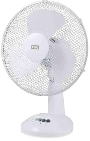Dimensione Elettronica S.R.L. Bianco 40 Ventilatore da Tavolo Ø40cm - Silenzioso (51,5 dB), 3 Velocità, 1200 RPM, Oscillazione, Montaggio Senza Attrezzi, Leggero (2,1 kg), Design Compatto 44x33x57 cm