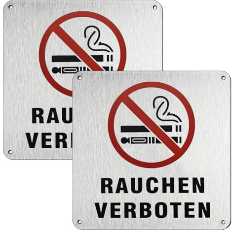 2st Rauchen Verboten Schild 12 * 12cm Warnhinweis schilder Nicht Rauchen Schilder aus stabile Aluminium Warnschild Neu