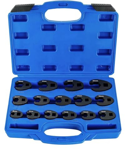 Jinfanshurich 15 llaves de ranúnculo, llave inglesa, llave de ranúnculo, llave de vaso de torsión de 1/2 3/8, accionamiento cuadrado exterior de 8 – 24 mm, juego de llaves