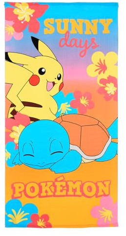 Pokémon Toalla de baño de 70 x 140 cm, toalla de playa Pikachu para niños y niños, toalla de baño grande para playa, piscina, piscina, vacaciones
