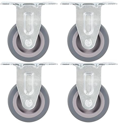 Ordellia Lot de 4 roulettes de 50 mm grises en TPR et fer avec revêtement en zinc, 35 kg par roue, pour établi, chariot, support de plantes, chariot à roulettes, chariot plateforme, logistique de