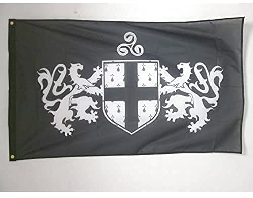 AZ FLAG Drapeau Blason de la Bretagne 150x90 cm Maille Bloquée 2 Œillets | Usage extérieur Drapeau décoratif breton coutures doubles et bords renforcés avec œillets métalliques polyester maille