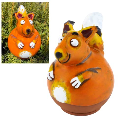 Midene Gartenstecker Keramik Handgefertigt - Gartendeko für Draußen Wetterfest - Garten Deko Keramik - Gartenfiguren & Gartenstatuen - Eichhörnchen GKR33