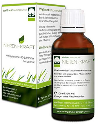 Nierenkraft | Kräuterbitter-Konzentrat | nach Hulda Clark | 100 ml | Alkoholische Tinktur (24% Vol.) | gentechnikfrei und vegan