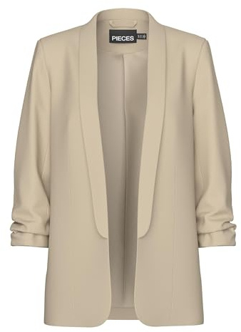 PIECES Pcboss 3/4 Blazer Noos Blazer, Beige (White Pepper), S para Mujer