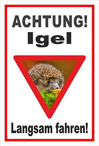 Melis-Folienwerkstatt Schild Igel - langsam Fahren - 30x20cm - Bohrlöcher - 3mm Aluverbund – 20 VAR S00359-157-B