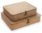 Paniers pour étagères Rectangulaires avec Couvercle Rotin Panier de Rangement en Jonc De Mer 2 Pièces (Nature Grand + Petit)