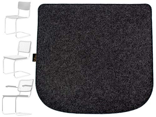 Luxflair Filz Sitzkissen für Stuhl Breuer Thonet 80-S32-S43-S64 Sitzauflage Stuhlauflage in 2 Farben zum Wenden dunkelgrau/Graumeliert