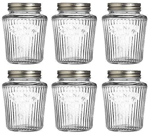Kilner - Barattolo in vetro con coperchio a vite, stile vintage, 0,5 litri, 6 pezzi, colore: Trasparente