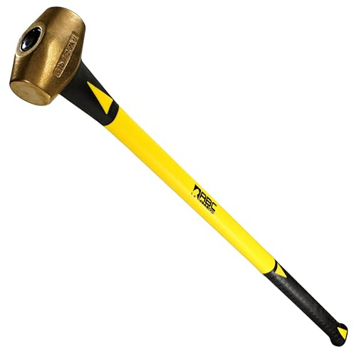 ABC HAMMERS 36 Brass Sledge Hammer - 6 lb. USA Made, Non-Sparking Hammer with Fiberglass Handle & Double Faced Head - ABC6BF