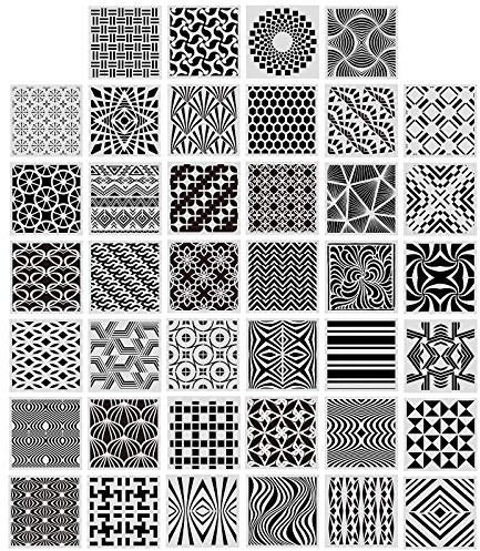 40 Stücke Geometrische Schablonen Malerei Vorlagen für Scrapbooking Keksfliesen Möbel Wand Bodendekor Handwerk Zeichnung Verfolgung DIY Kunstbedarf, 5,1 x 5,1 Zoll