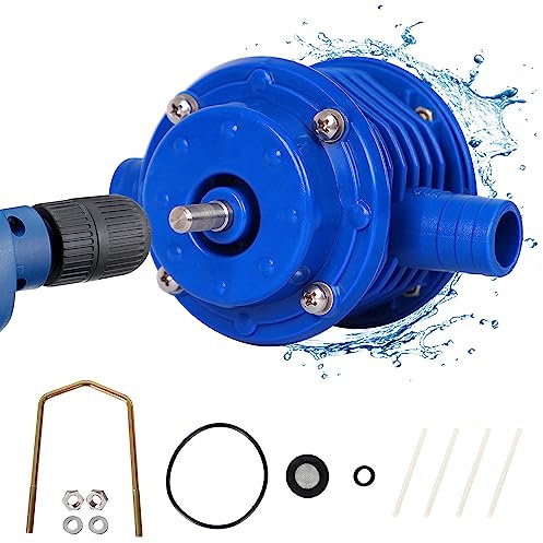 ORIENTOOLS Drill Power Water Pump Blue Drill Pump 2400L/H Drill Water Pump2000-3000 RPM,Oil Fluid Water Use, Blue