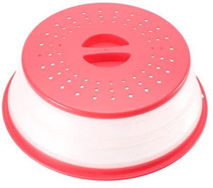 N-K Couvercle anti-éclaboussures pour micro-ondes Pliable, Panier de vidange évidé avec poignée, Outils essentiels, Mode, Gris, Rose, Mélange synthétique, Couvercle de micro-ondes