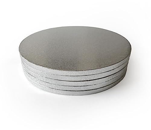 Miss Bakery's House® Cake Drum - 12 mm - Ø 30 cm – Silber Grape - 5 Stück - Dicke Tortenunterlage - stabil - folienbeschichtet - Torten transportieren - Schichten stapeln
