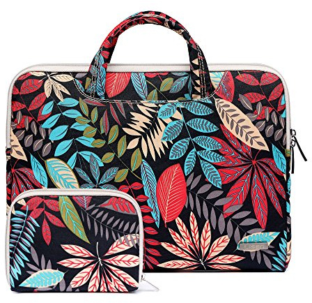 fdsmall 13.3 Inch Laptop Case, Canvas Computer Bag Case, Protective Notebook Case, Briefcase Cover, Carrying Case, Compatible with MacBook Air, MacBook Pro, Tablet PC, Ultrabook, Netbook (Red Leaves)