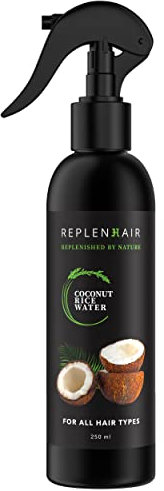 Replenhair Rice Water Coconut Hair Growth Spray - Leave In Conditioner Infused with Coconut Oil Hair & Essential Oil for Hair Growth, Reduces Hair Fall, Dandruff & & Promotes Thicker Hair - 250ml