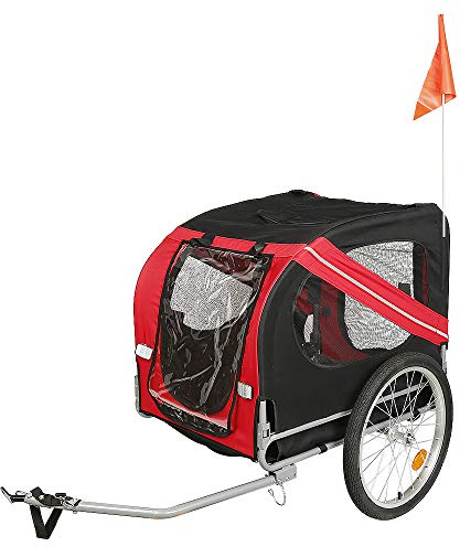 Willonin Faltbarer Hundefahrradanhänger, inklusive Anhängeranschluss und Sicherheitsgurt Hundeanhänger137*73 * 90cm (Rot schwarz)