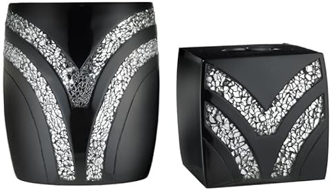 Popular Bath Sinatra - Juego de Accesorios de baño Modernos de 2 Piezas, Cesta de Basura y Caja de pañuelos, Moderno, clásico, contemporáneo, Decorativo, Hermosos diseños, Juego de decoración de baño