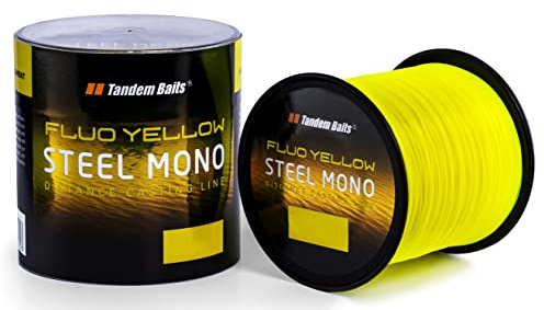 Tandem Baits Steel Mono Fluo Angelschnur für Angelrute | Angelzubehör für Karpfenrute | Nylonschnur zum Große-Fische-Angeln | Karpfenzubehör für Profis & Hobby-Angler
