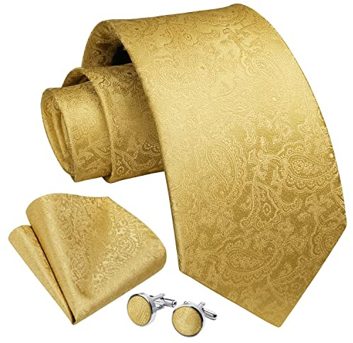 Enlision Herren Krawatte Paisley Krawatte für Männer Hochzeit Krawatten & Einstecktuch Manschettenknöpfe Set Formelle Business