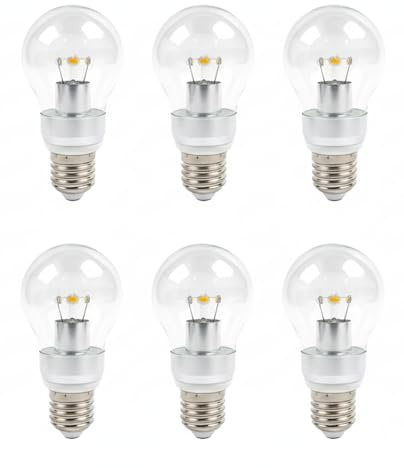 Provance LED Leuchtmittel E27, 6er Set, 5W (ersetzt 40W Glühbirne), 480 Lumen, 2700K Warmweiß, Birnenform, Klar, Langlebige Energiesparlampe für Wohnzimmer, Esszimmer, Deckenleuchte Gemütliches Licht