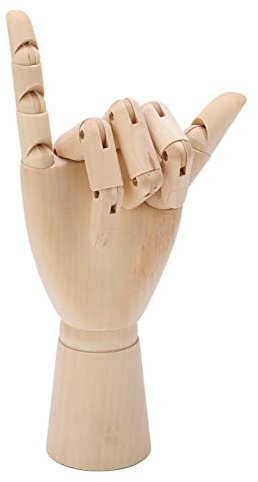 Holzhand Handmodell Artikulierte Finger Holzhand Drehgelenk Professionelles Handmodell Verschiedene Formen Schaufensterpuppenhand Aus Holz(Right Hand 24cm)