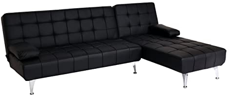 Mendler Schlafsofa HWC-K22AM, Couch Ecksofa Sofa, Liegefläche Links/rechts Schlaffunktion 236cm - Kunstleder schwarz