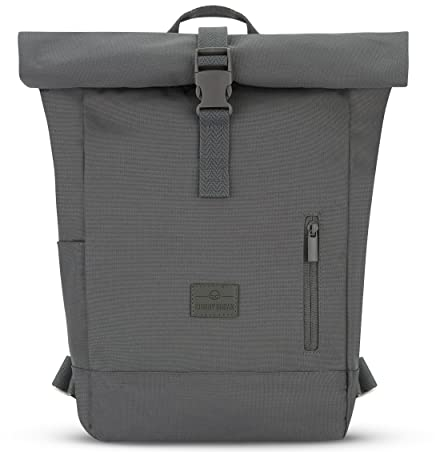 Johnny Urban Rucksack Damen & Herren Klein Grau - Robin Small - Kleiner Rolltop Daypack mit 12 Zoll Laptopfach - Tagesrucksack für Uni City Business - Wasserabweisend
