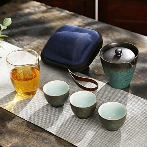 BEZAX Teeset Kreative Reise Tragbare Teekanne Quik Tasse Auto Büro Outdoor Teekanne Gaiwan Kung Fu Tee Set Freund Geschenk Teesets 1 Kanne und 4 Tassen (Color : Style C)