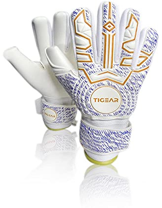 TIGEAR Spark Series Torwarthandschuhe mit strapazierfähigem deutschem Latex, stoßdämpfende Polsterung und abnehmbare Fingerstöcke für die Sicherheit von Erwachsenen und Kindern