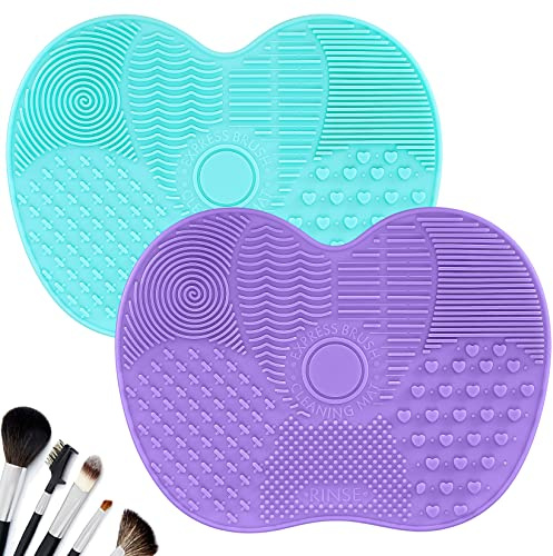 2 Stk Silikon Make Up Pinsel Reinigungsmatte, Makeup Pinsel Reiniger Matten | Kosmetische Reinigungspads, Tragbares Waschwerkzeug mit Saugnapf für Make-up Kosmetische Pinsel