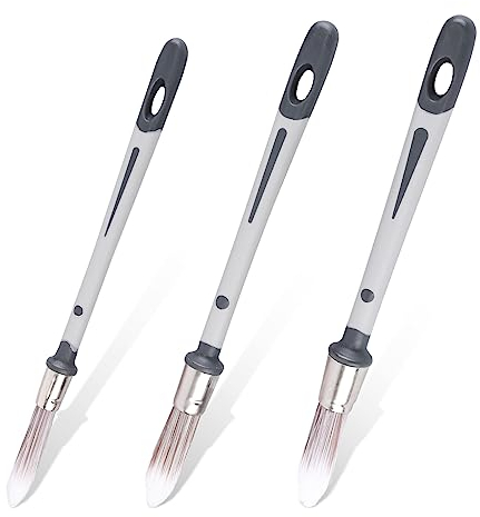 3 Pezzi Pennello Piccolo, 1,2/1,5/1,9cm, Pennello per Pareti Pennello Decorativo per Pareti per Battiscopa Angoli Delle Pareti di Casa Pennello per Bordi di Vernice e Pittura per Ritocchi