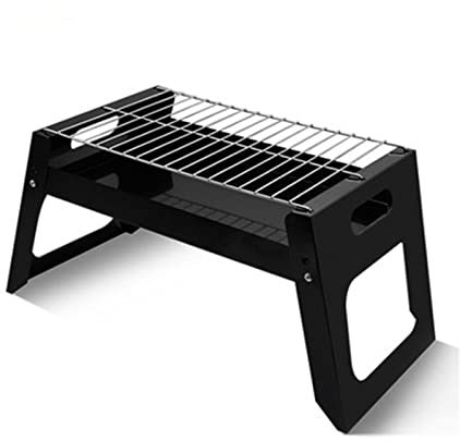 QUNINE Mini-Grill für den Außenbereich, tragbar, Aktenkoffer-Stil, Camping, zusammenklappbar, Holzkohlegrill, Holzkohle-Camping (Gr035)