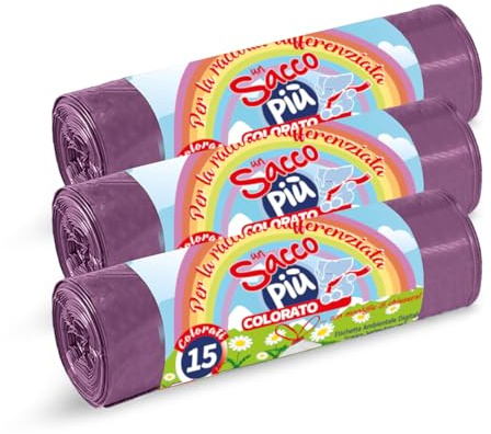 HOME LINE - 45 Müllbeutel 40 Liter - 55 x 65 cm, geruchshemmend mit Griffen zum Ziehen und Schließen | Müllbeutel für Mülltrennung – Tropfsicher, sehr robust, Farbe rosa