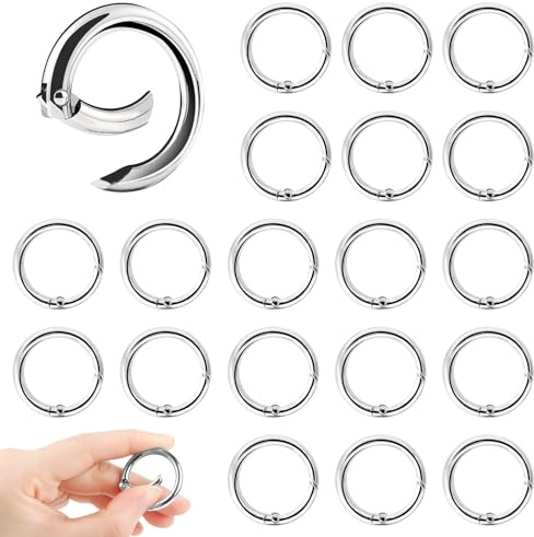 Karabiner Rund 20 Stück,32mm Rund Karabinerhaken Metall O-Ring Kleine Ringkarabiner mit Federöffnung für DIY Schlüsselanhänger Geldbörsen und Tragetaschen,Silber