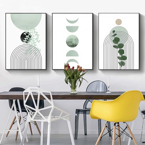 Aesthetic Pflanze Bilder Boho Deko Bilder Moderne Abstrakt Kunst Wandbilder Bohemian Poster Set,Ohne Rahmen (Set-01,50x70cm*3Pcs)