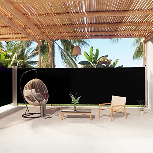 ARKEM Seitenmarkise Ausziehbar Schwarz 180x1000 cm für Balkon, Garten und Terrasse, ausziehbare Markise für einen Balkon Sichtschutz