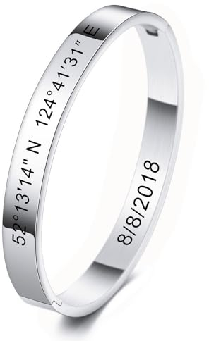 MeMeDIY Personalisierte Armband Gravur Name Identifizierung ID Angepasst für Frauen Edelstahl Stulpearmband (Kleine und Große Größen, 6 Farben) A1