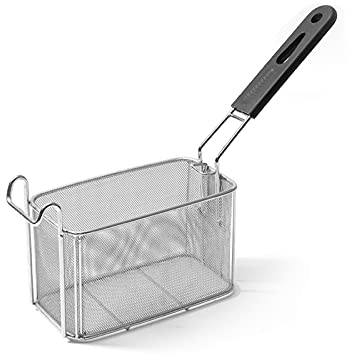 LXYDPZ Frittierkörbe Kommerzieller Frittierkorb aus dichtem Netz mit verbrühungssicherem Griff, rechteckiger Pommes-Frites-Korb aus Edelstahl für Café, Snackbar, Pommes-Frites-Korb